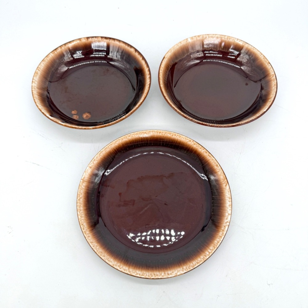 Vintage McCoy Pottery Brown Drip Glaze Set 3 Piece USA Stoneware Bowls Plate